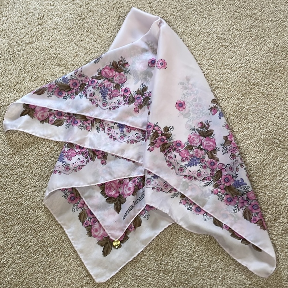 Franco Laurenti Scarf Signed Italy Vintage Polyester Floral
